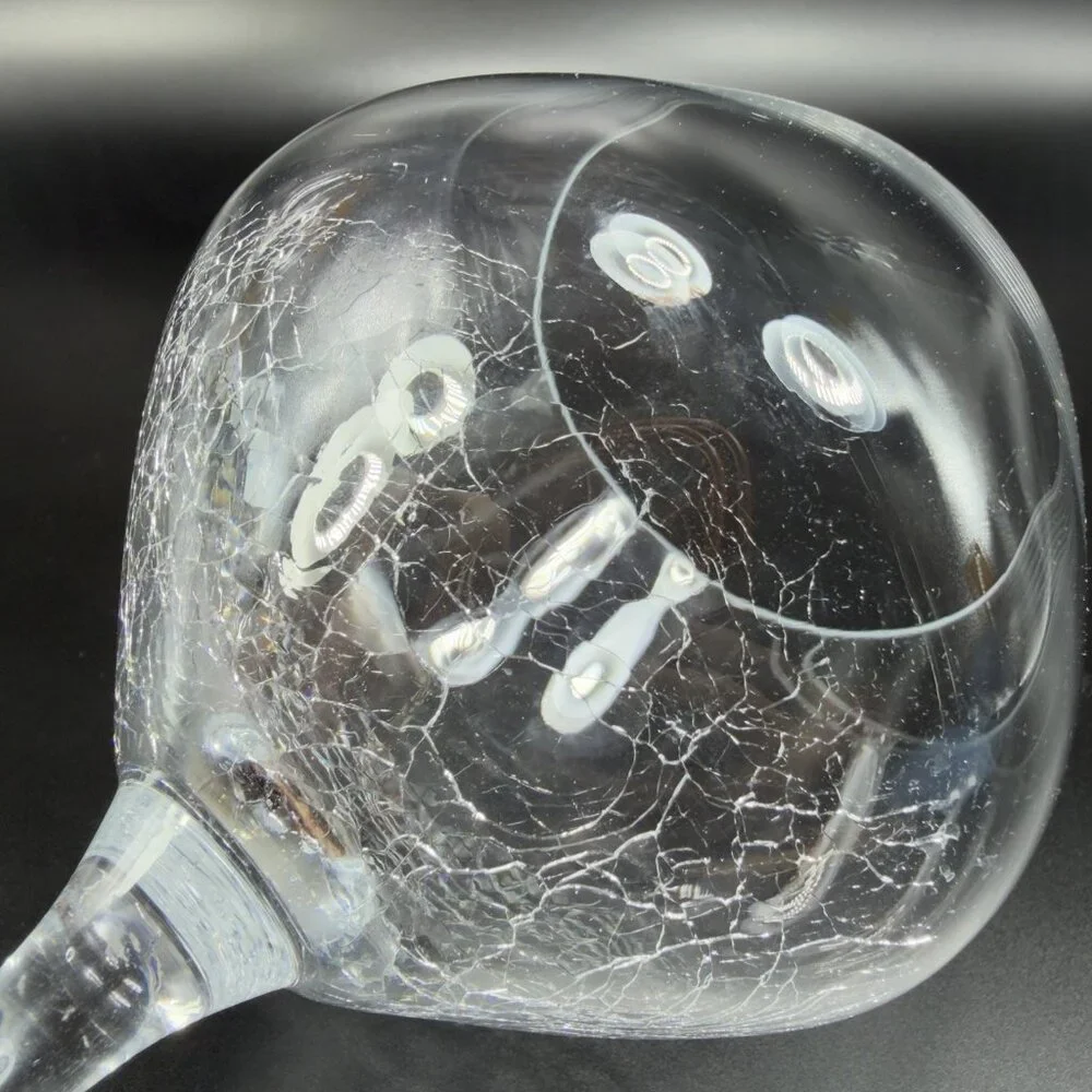 Pier 1 Reflections Balloon Clear Crackled‎ Glass Single Cup Stem Barware Glass